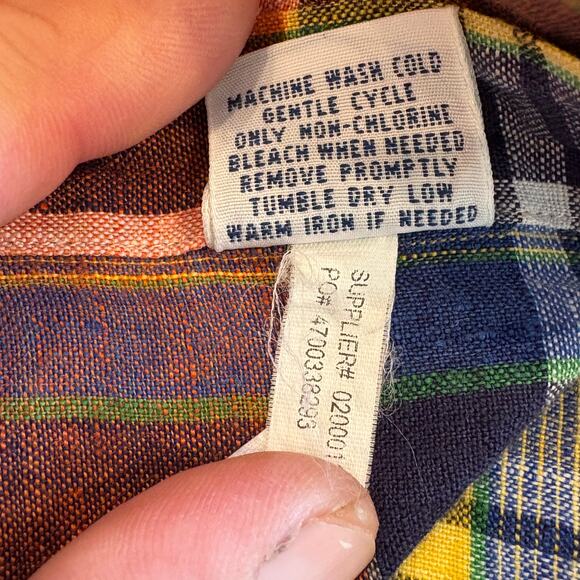 Ralph Lauren Shirt Mens Size 2XL Orange Plaid 100% Linen Button Up Long Sleeves - Picture 7 of 10